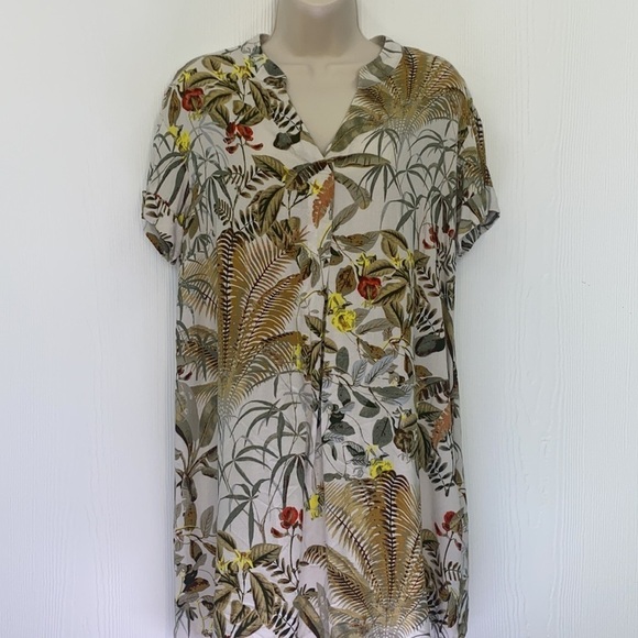 H&M - Palm Floral Short Sleeve Pullover Dress Size XS - Picture 3 of 10